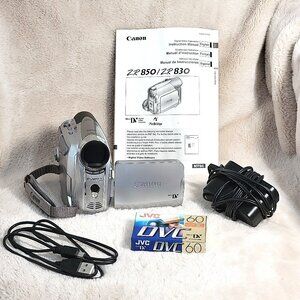 Canon ZR850/830 Mini DV Camcorder Bundle ~ Charger ~ Manual ~ Tested and Working